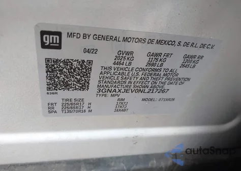 2022 Chevrolet Equinox Fwd 2Fl z USA, uszkodzony, nr VIN 3GNAXJEV0NL217267